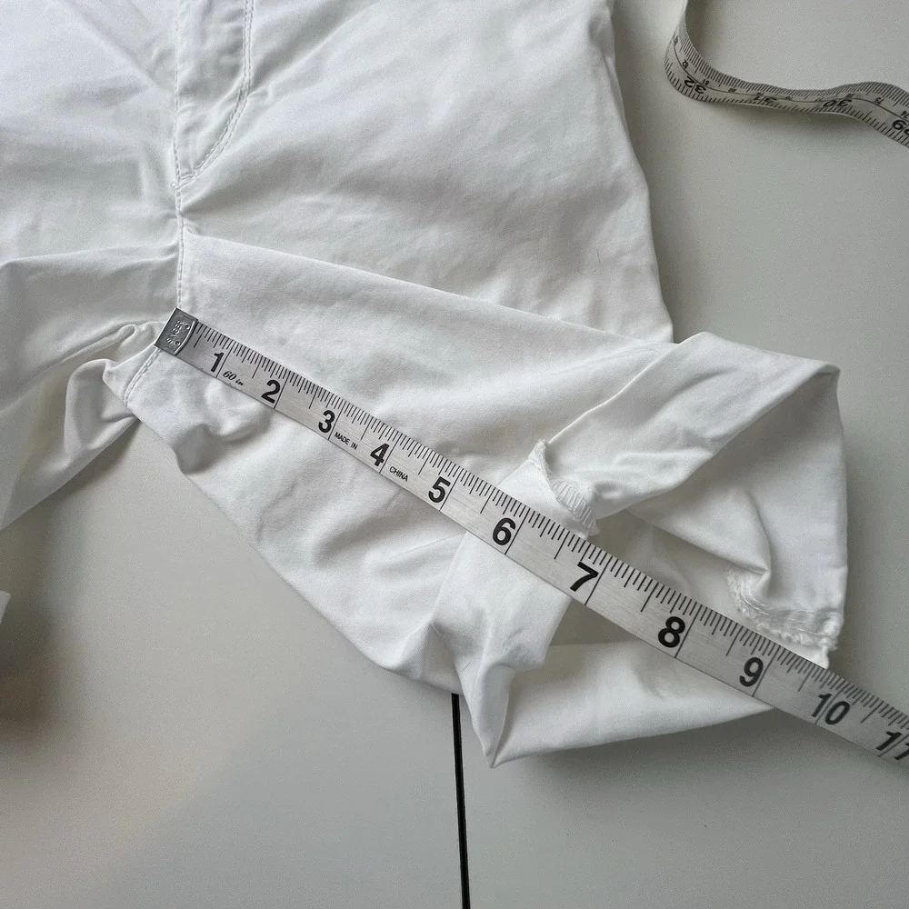 Gap Kids Bermuda Capri Cotton Spandex Roll Cuff Shorts White Beige Girls 12 Slim